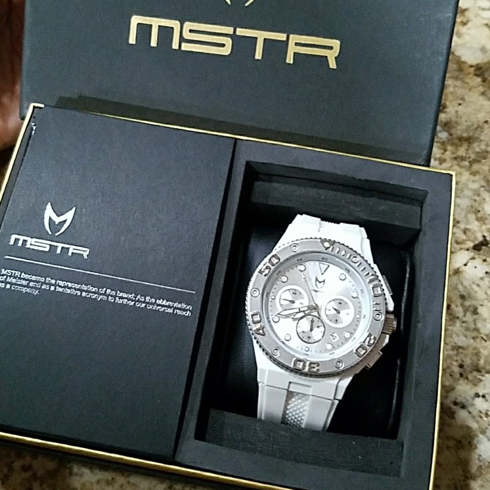 MSTR white watch.  Meister